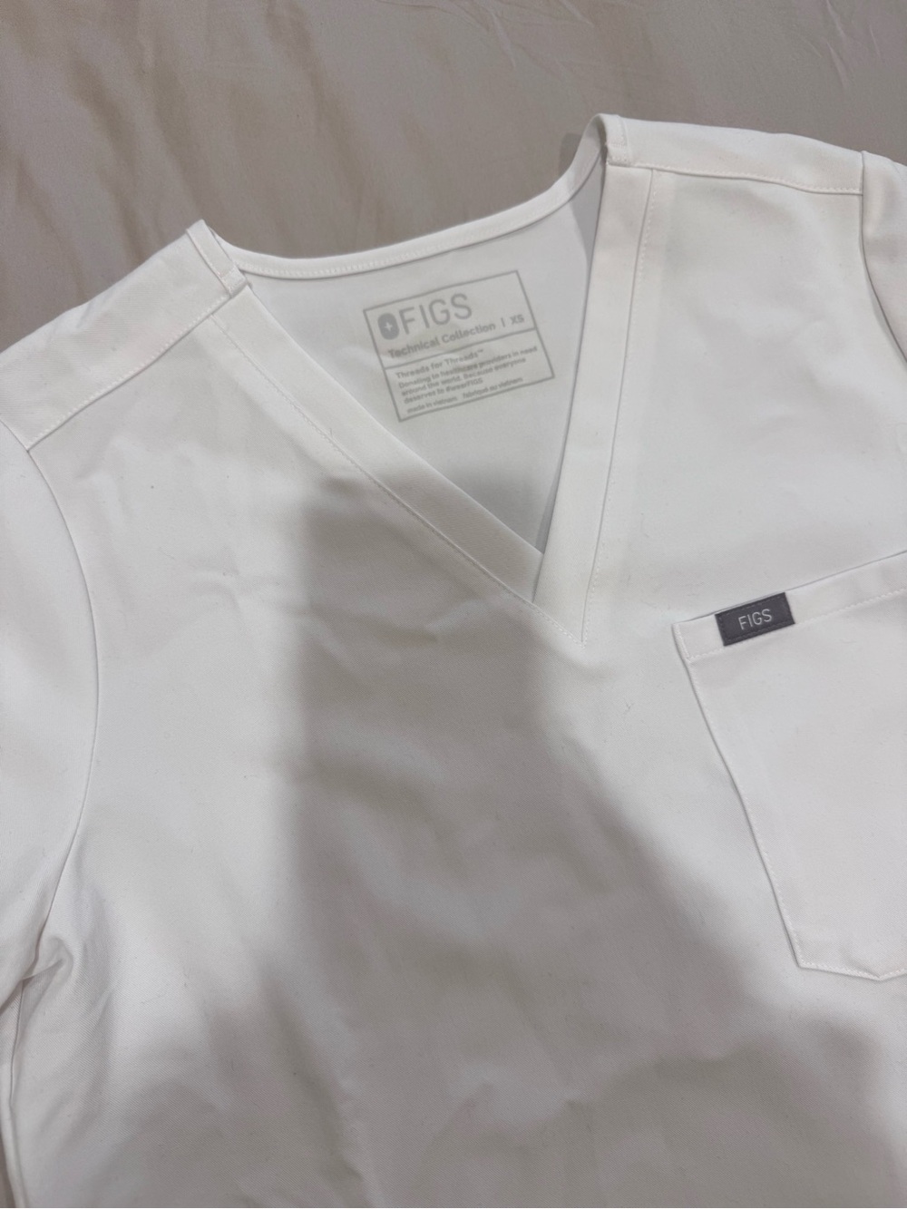 Figs Unisex White V-Neck Scrub Top